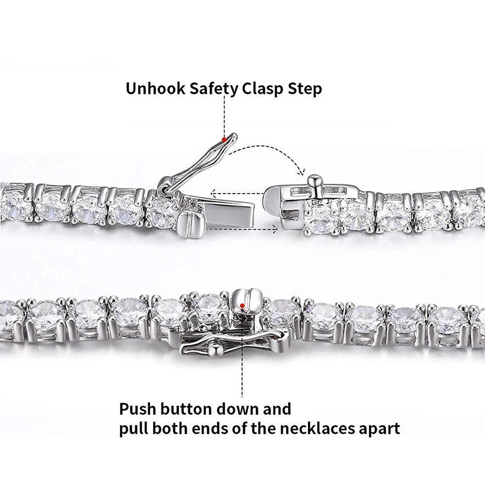 2.5-6.5mm Real Moissanite Tennis Necklace For Women Men D Color Lab Diamond S925 Silver Neck Chain Jewelry With GRA Certificate