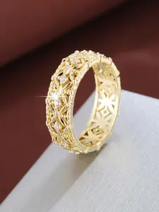 Women's Flower Design Ring with Artificial Zirconia, Casual Gift Jewelry, Elegant Floral Accessory for Daily Wear, Artificial Zircon Rings, Artificial Gemstone Ring