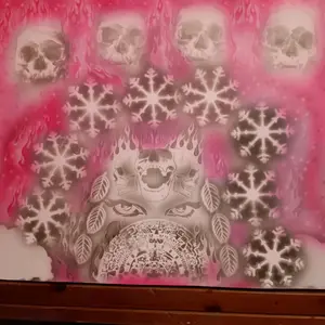 4 skull Aztec calendar poster