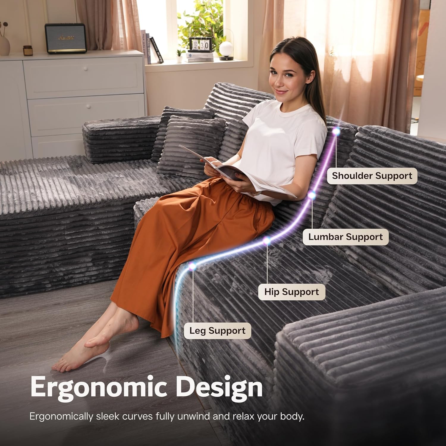133" U Shape Cloud Couch Plus Sectional Sofa with Chaise Modern Modular Sofa with 7 Soft Pillows & Lounge Chairs Boneless Upholstered Couches for Living Room Bedroom Plush Corduroy Fabric U-Shaped Bed 133" U Shape Cloud Couch Plus Sectional Sofa with Chaise Modern Modular Sofa with 7 Soft Pillows & Lounge Chairs Boneless Upholstered Couches for Living Room Bedroom Plush Corduroy Fabric U-Shaped Bed