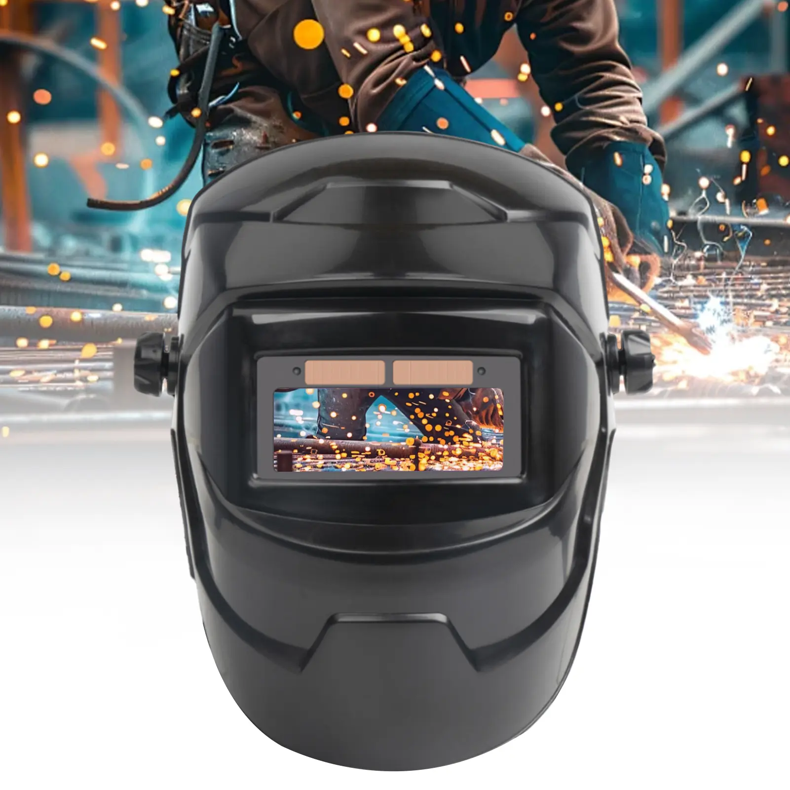 Solar Powered Welding Helmet Auto Darkening LCD Clear Welding Shield Grinding Hood Safety Gear