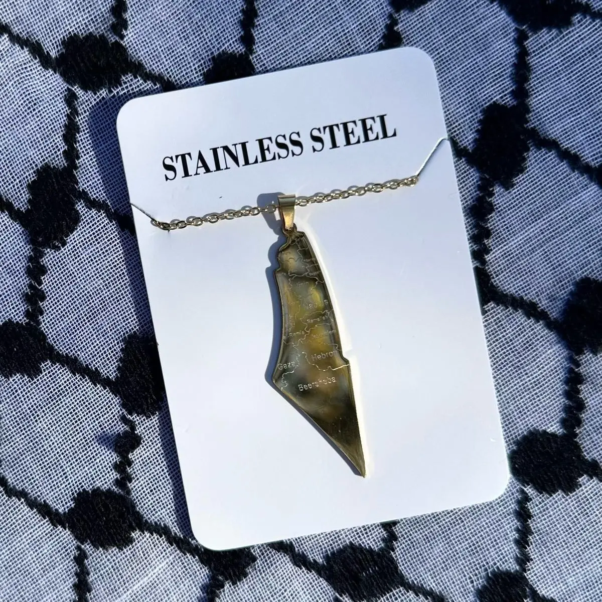 palestine city map necklace