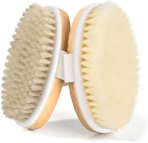 Dry Brushing Body Brush 2 Pack Natural and Soft Bristle Shower Brush Body Cleaning Exfoliating Bath Brush