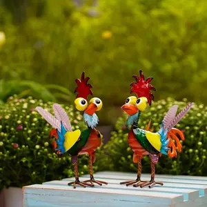 Metal outdoor sculptures, multicolored animal art garden ornaments, suitable for outdoor lawns, patios, and gardens. Sculptural accents and tabletop decorative crafts ideal for garden decor, Christmas gifts, or Halloween presents.