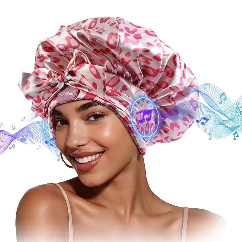 MUSICOZY 3-in-1 Bluetooth Sleep Bonnet,Bluetooth Sleep Bonnet for Side Sleepers, Premium Satin Wireless Sleep Cap with Built-In Thin Speakers, Waterproof Anti-Static Hair Protection Night Hat, Comfort Sleep Headphones, Relax Self Care Hair Care Gift
