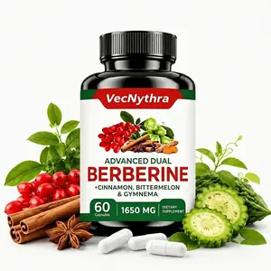 VecNythra Berberine Capsules with Cinnamon, Milk Thistle, Green Tea & Zinc, Botanical Daily Wellness Supplement, 60 Count