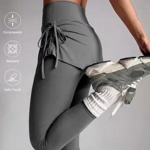 2 Piece Pants, Workout Clothes / Conservative Active Wear / High Waist Ruched Straps