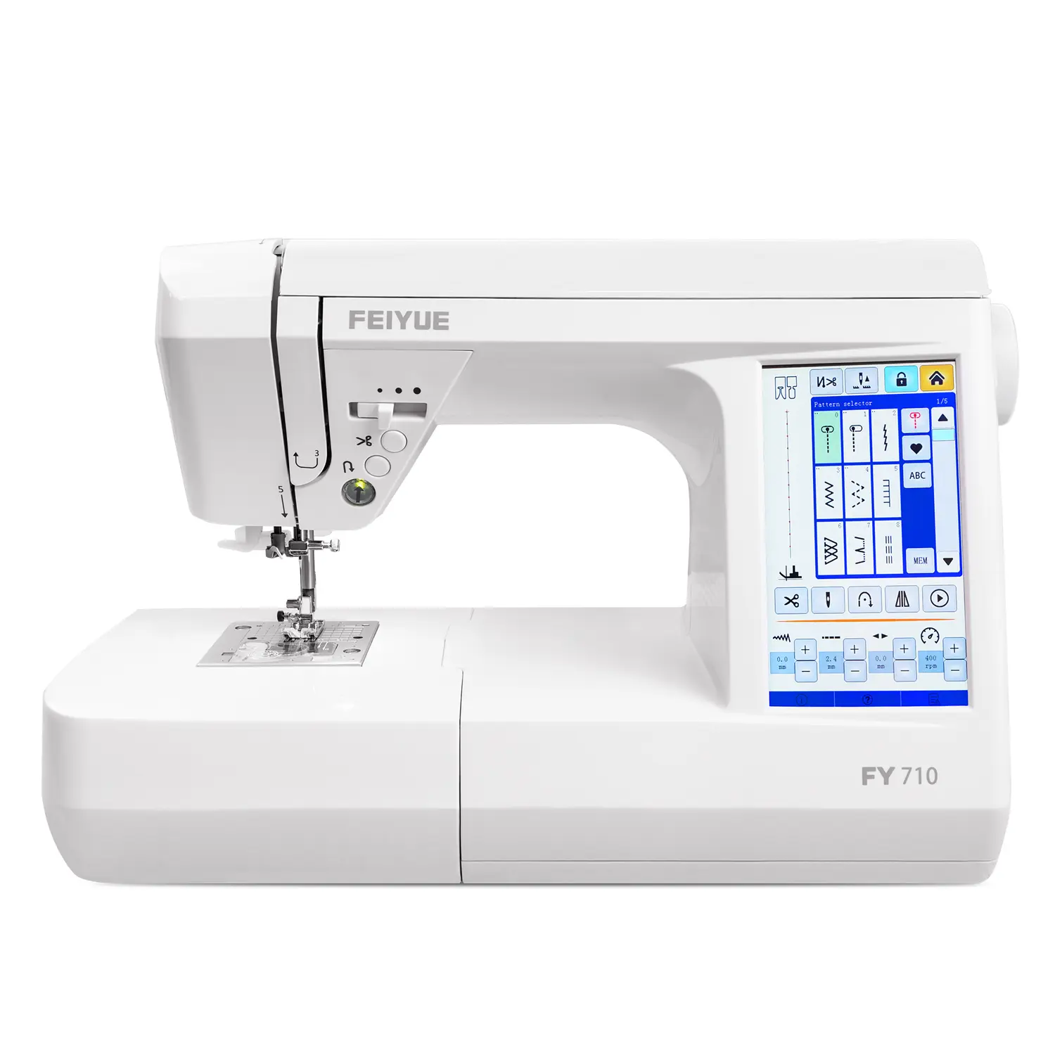 FEIYUE FY710 Automatic Computerized Sewing Machine with Plastic Components for Craft Room Decorative Projects, 7-in LCD Screen Display, 180+ Styles Stitches, Auto Threader, Twin Needle, Adjustable Settings, All Fabric Types, Advanced Sewists, Creators