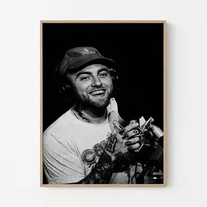 Mac Miller Studio Poster – Iconic Rap Artist Wall Art Print in Black & White, Decor, Rap Music