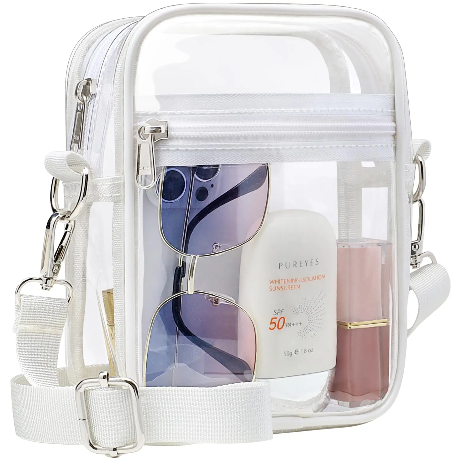 Clear Bag Stadium Approved - Durable Waterproof Crossbody Messenger Purse for Women, Transparent Bag with Zipper for Concerts & Sporting Events Outdoorfun Organized crossbody bags work bag Casual Handbag Satchel