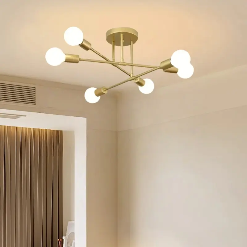 Modern Minimalist 6-head Ceiling Light, Creative Home Decorative Light, Indoor Lighting Compatible with Led E26/E27 Bulbs, Fashionable Ceiling Lights & Interior Lights for Bedroom & Living Space, Ceiling Mount