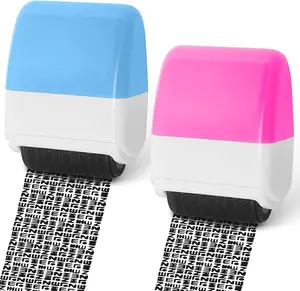 Colored Sand Epoxy Floor Paint Trending 2Pcs Privacy Roller Stamps | Identity Protection Stamp for ID Blockout & Address Blocker | Wide Rolling Security Stamp | Pink & Blue Jurassic Park Dinosaur DNA Jar