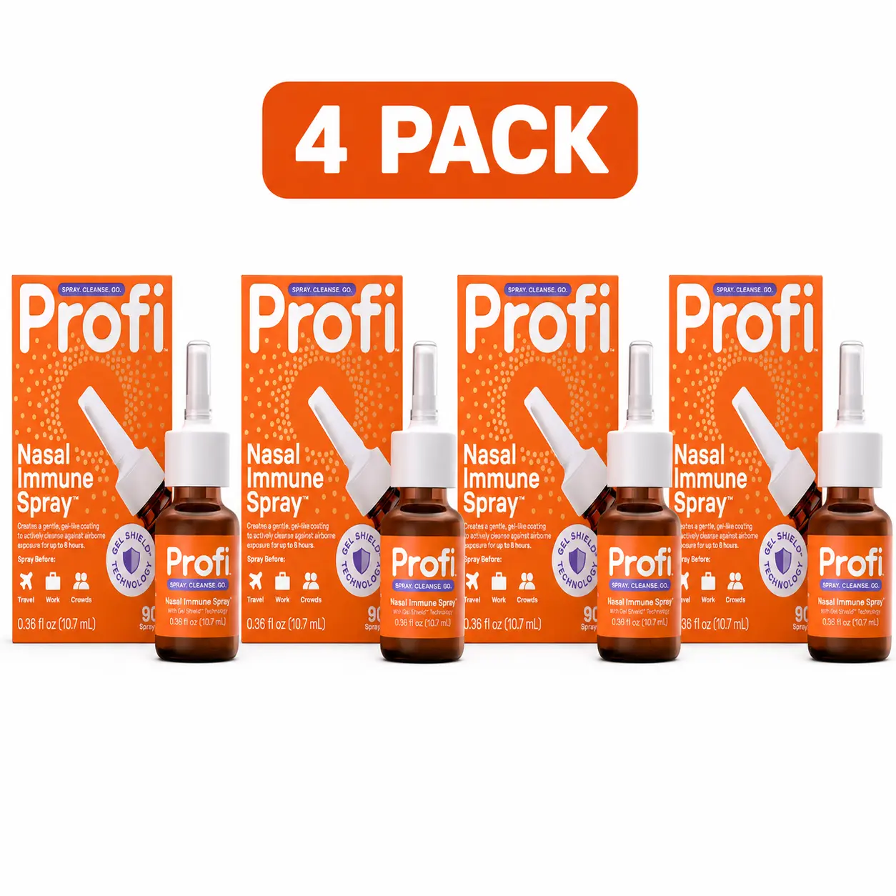 Profi Everyday Nasal Spray, Long-Lasting 8-Hour Germ Blocker - Drug-Free, Harvard-Formulated Nasal Care - 4-Pack Spray Bottle (0.29 fl oz), Oral