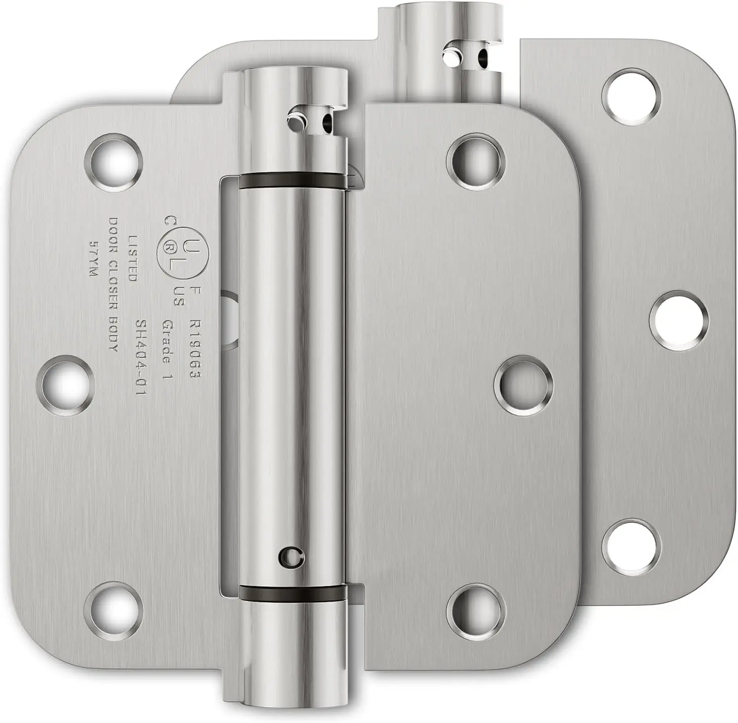 2 Pack Self Closing Door Hinges 3.5 Inch, Spring Door Hinge with 5/8'' Radius Corners, Adjustable Tension for Garage, Front Door, Back Door, for Left and Right Hand Door, UL Listed