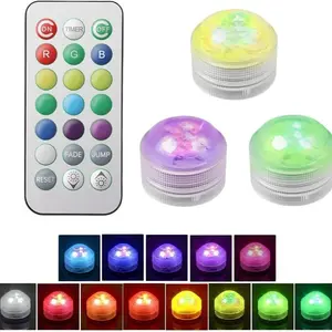 Mini Submersible LED Strip Light with Remote Control, Small Pool Lights, Waterproof RGB Tea Light, 16 Colors, Wedding Fish Tank Decoration, Aquarium Led Light