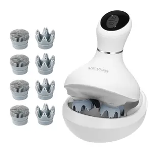 VEVOR Electric Scalp Massager,  Rechargeable Head Massager Hair Growth, IPX7 Waterproof | Portable Kneading Scalp Scratcher with 8 Removable Massage Head for Stress Relief, Deep Clean, Gift for Mom/Dad