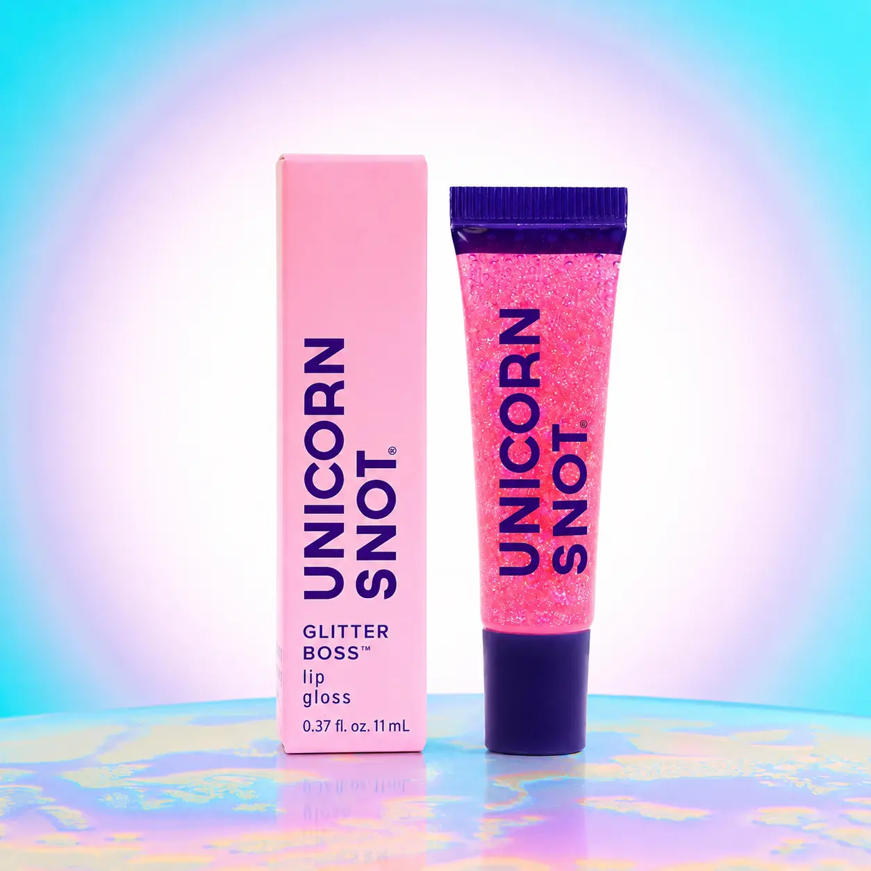 Unicorn Snot Glitter Boss Lip Gloss – Holographic Bio-Glitter, Non-Sticky Smooth Formula, Plant-Based, Vegan, 0.37 oz