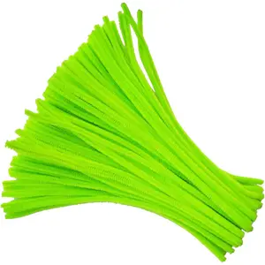 100 Pieces Fuzzy Chenille Stems Pipe Cleaners for Arts and Crafts (Light Green)