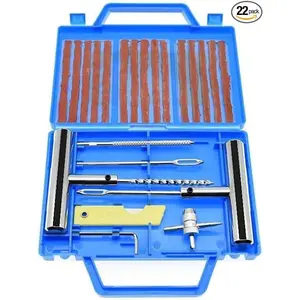 22pcs Tire Repair Kit, Heavy Duty Tire Plug Kit, Heavy Duty Tire Repair Tools & Tire Repair Set for Car, Truck, ATV, RV, SUV,Lawn Mower,Motorcycle,Tractor, Trailer
