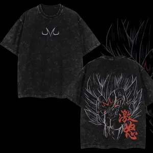 Prince of Saiyans Majin DBZ Retro Unisex Acid Washed T-Shirt, Hoodie, Oversized Unisex Anime Merch, Soft Cotton Streetwear Clothes, Unisex Manga Apparel, Gift for Anime Fans, Christmas Gift