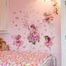 A set of 3 pieces (30*90cm*3pcs) pink butterfly fairy flower wall stickers for living room, bedroom, home background decoration, Butterfly Wall Decals, self-adhesive MS3301-YL