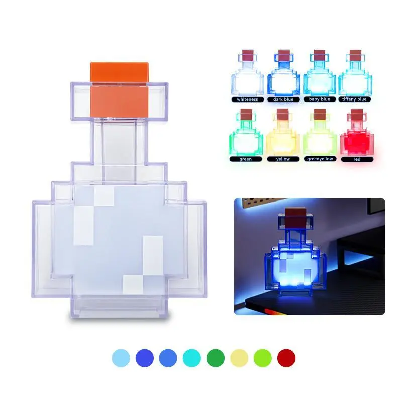 Color Changing LED Potion Bottle Table Lamp - Dimmable Battery-Powered Colorful Nightlight, LED Lights, Collectibles, Party Lights, Room Accessories for Bedroom Home Improvement, Teenage Boy Gifts, Boys
