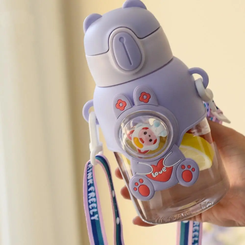 Superman Design Water Bottle for Music Festival, 1 Count Portable Large Capacity Drinking Cup With Straw & Strap For Kids & Adults