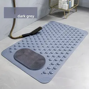 1pc Non-slip Bath Mat with Suction Cups, Machine Washable Shower Room Anti-drop Mat with Drain Holes, Foot Massage Shower Carpet, Household Toilet Bathroom Floor Mat