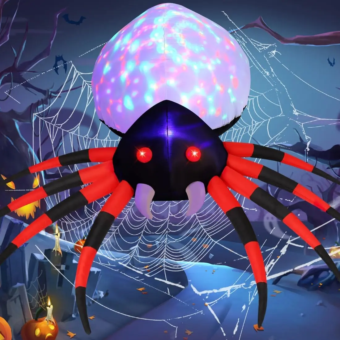 5 FT Halloween Inflatable Spider Outdoor Decoration with Magic Light Blow Up Yard Spider Inflatables Holiday Inflatables for Outdoor Yard Garden Lawn Decor