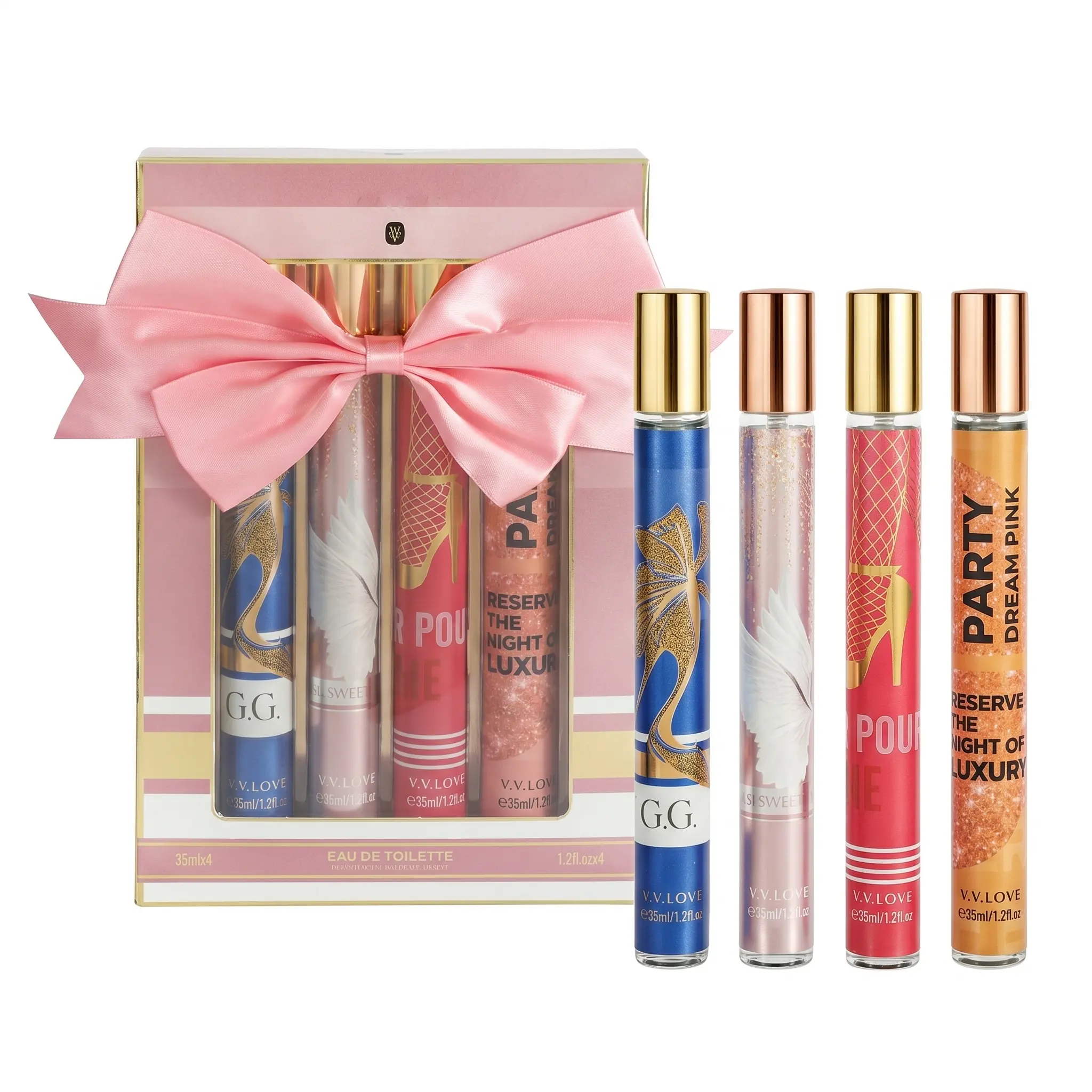 4×35ml Mini Perfume Set | Eau de Parfum Travel Size | Almond Coffee, Salted Vanilla, Honey Caramel & Sparkling Rose | Floral Gourmand & Aquatic Notes | Clean Vegan Essentials | Long Lasting Luxury Fragrance Gift for Women