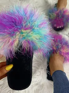 Women's New Faux Fur Home Slippers, Fashionable Patchwork Design, Soft Plush, One-Piece Easy Wear, Fall & Winter Comfort, Cute Slippers