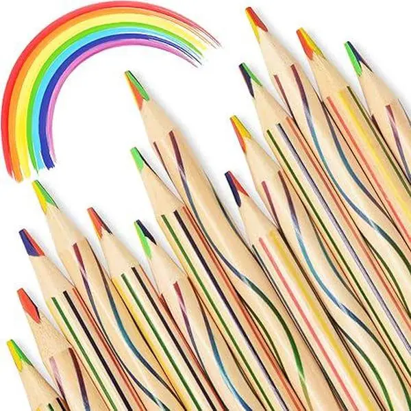 30 pcs Rainbow Pencils Drawing Art Supplies 4 in 1 Colored Pencils Multi-Color Rainbow Colored Pencils for Party Favors, School, Art, Gift Supplies