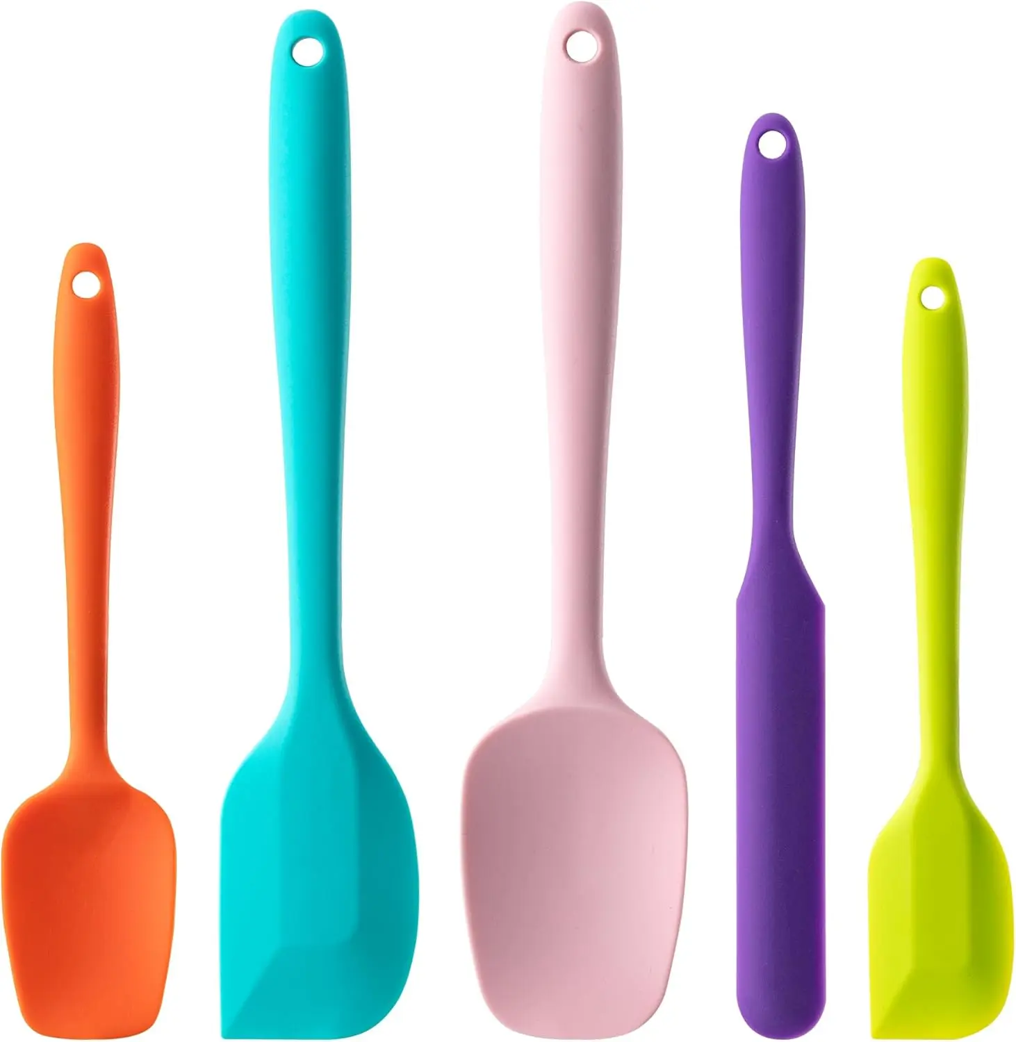 Silicone Spatula Set 5 Piece Food Grade Rubber Spatulas for Baking Cooking and Mixing High Heat Resistant Non Stick Dishwasher Safe Multicolor Options