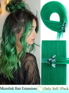 30g Colorful Microloop Beads Hair Extensions In Nano Ring Links Human Hair, Green  Natural Straight Hair for Women, 30.48-60.96 cm, Add Volume&Length, Blonde Brown Black European Hair, 50 Strands/pack Micro Beads Link Hair Extension, Hair Weave Extensions