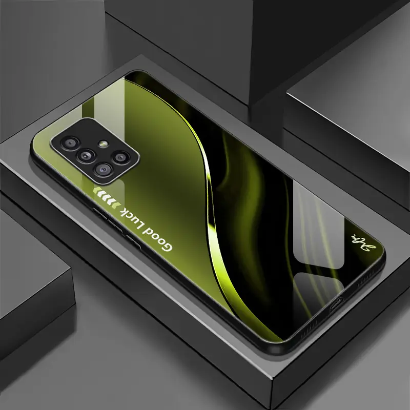 Suitable for [Galaxy A51] Simple silk gradient glass phone case, affordable, fully shockproof, drop-proof and wear-resistant-888