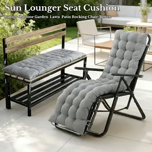 Patio Chaise Lounger Pad (Pad Only), Thick Padded Indoor-Outdoor Rocking Chair Accessory with Ties for Swing Benches, Backyard Furniture