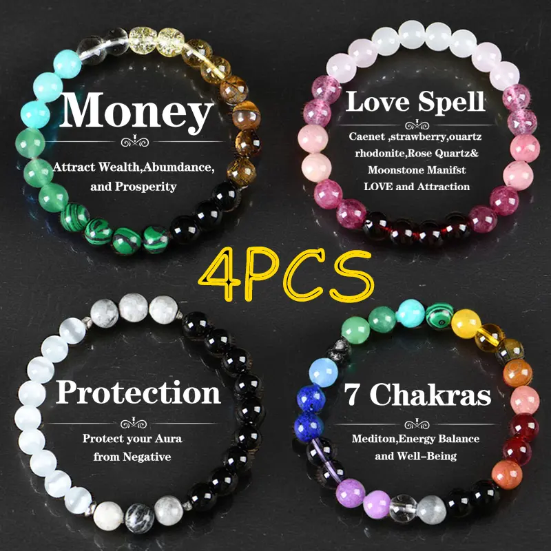 4 Pcs Exquisite Bohemian Beaded Bracelet - Natural Citrine, Malachite,,  Jewelry for Banquet Party,  and Gift for Her couple  bracelet 4b  blue fashion artificial bracelet  of  the  day party banquet elegant bohemian Colorblock Beaded Crystal Bracelet