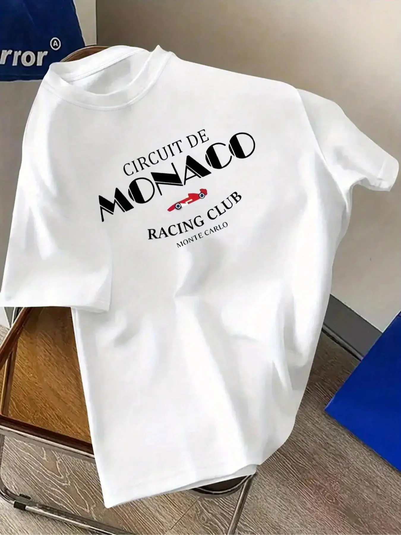 Men's Regular Fit Circuit De Monaco Graphic Print Round Neck Casual Crew Neck Tee, Street Fashion Casual Short Sleeve T-Shirt for Daily Wear, Men's Top for All Seasons, Casual Streetwear, Menswear