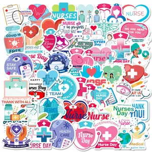 Nurse Day Themed Sticker, Heart & Medical Symbol Pattern Decorative Sticker, DIY Decals for Water Bottle, Laptop, Phone Case, Cover