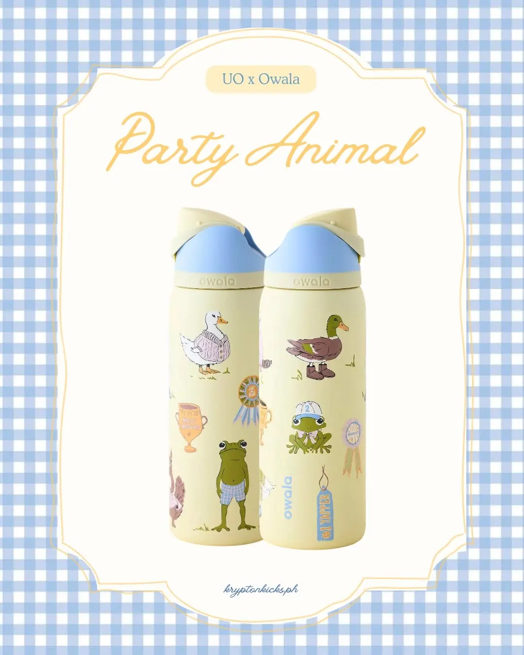 Owala FreeSip Animal Party 32oz Flask Tumbler - Durable Stainless Steel Reusable Vacuum Insulated Leakproof Drinkware for Outdoor, Picnic Day Hydration (500-1000 ml Range), Animal Theme