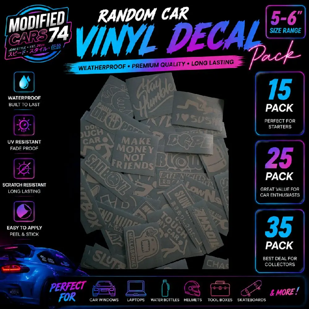 Random Car Vinyl Decal Pack | 5-6” Tint Strip Decal Pack Mixed Design |  No Duplicates | Pre Package Variety Pack