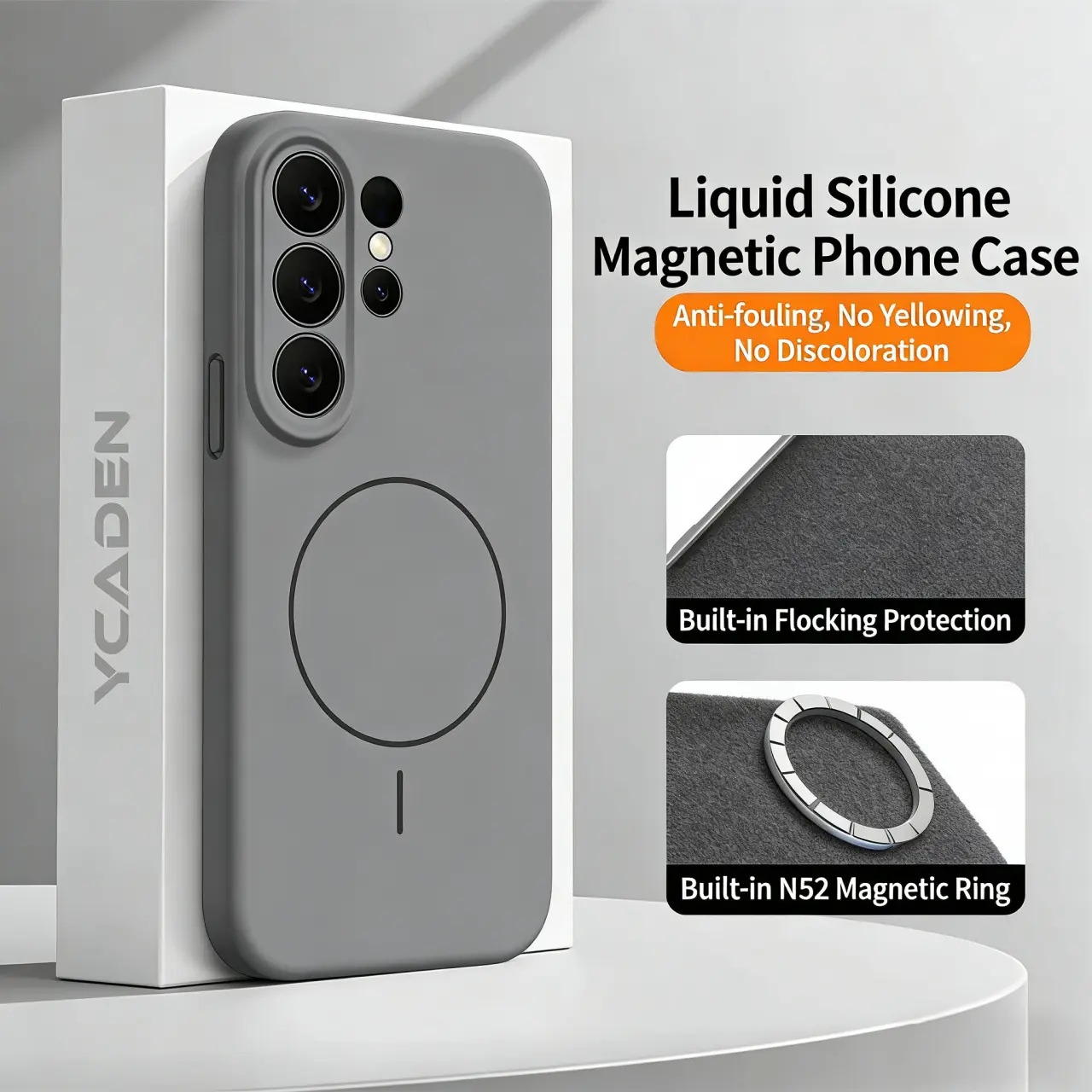 Magnetic Silicone Smartphone Cover & Protector Accessory for Samsung Galaxy S25 Ultra, S26+, S24, S23, S22 Plus - MagSafe-Compatible, Shockproof, Slim, Anti-Scratch, with Soft Microfiber Lining for Cellphone Protection
