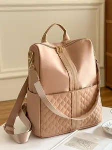 Women's Elegant Quilted Backpack, Quilted Casual Daypack, Fashionable Classic Style Backpack, Lightweight and Simple Bag with Design Sense, Suitable for Commuting, Shopping, Going Out