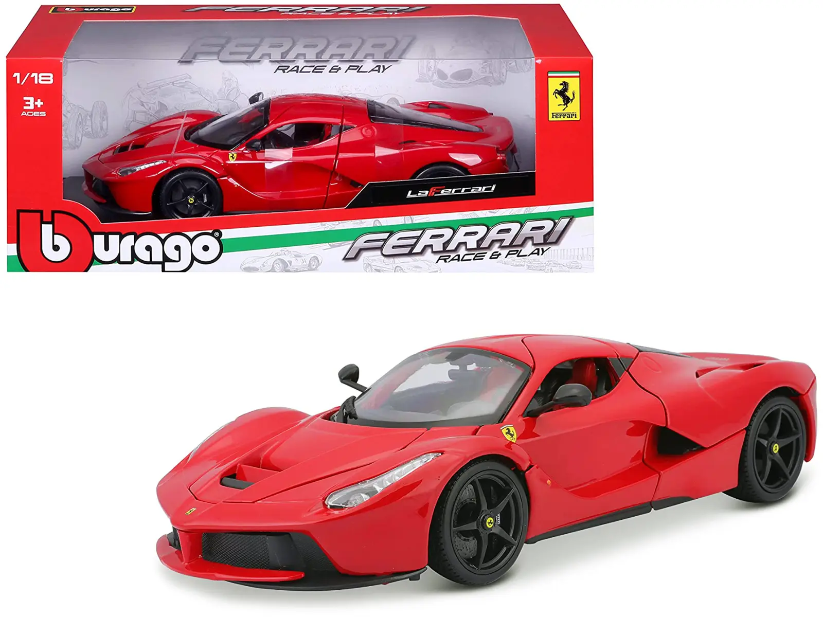 Ferrari LaFerrari F70 Red with Black Wheels 1/18 Diecast Model Car by Bburago