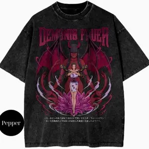 Nico Robin One Piece Anime Streetwear Vintage UnisexAcid Wash Tshirt, Crewneck Medium Cotton Short Slevee Casual Printed Summer Streetwear Tshirt DAB D3J