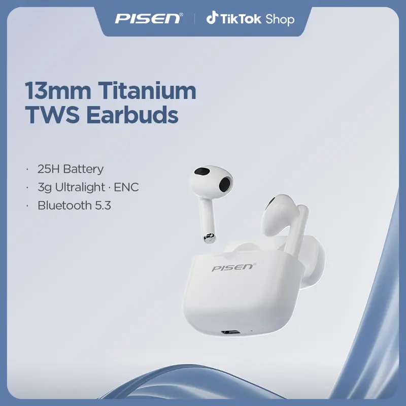 PISEN Bluetooth 5.3 Open-Ear Earbuds Wireless with Mic, 25H Playtime & IPX5 Waterproof - Sweatproof Sport Earphones for Running/Gym, HD Bass, Secure Fit