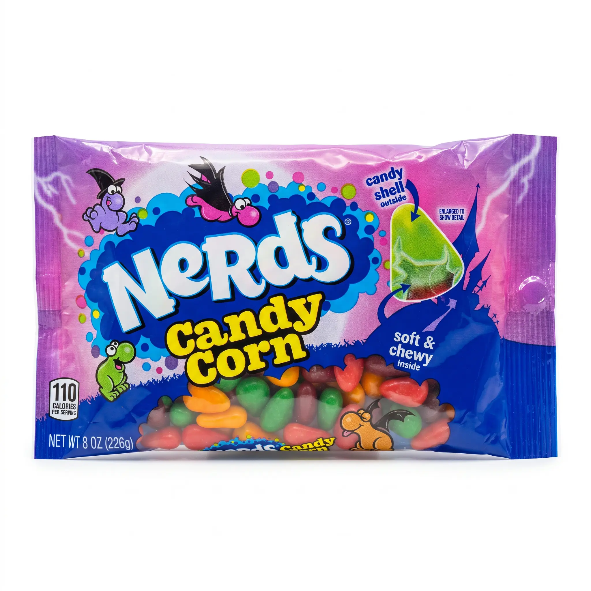 NERDS Candy Corn, 8 oz Bag, 6 Dual-Flavored Fruity Combinations, Crunchy Candy Shell with Soft & Chewy Center, Halloween Candy