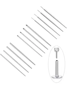 Piercing Taper Ball Grabber Tool for Changing Jewelry 14G 16G 18G 20G Stainless Steel Threadless Push In Insertion Pins Flat Back Earrings Applicator External Internal Thread for Ear/Nose/Lip Nose Piercing Kit
