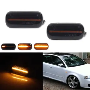 2pcs For Audi A4 B6 B8 B7 A6 S6 Dynamic Smoked LED Side Marker lamps Blinker Signal Lights, Replace OEM 8E0949127 8E0 949 127, 8N0 949 AU2570102