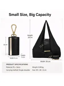Keychain Tote Bag, Foldable Tote Bag, ExpandableLeather Mini Bags with Key Ring, Portable Handbag forDaily Errands